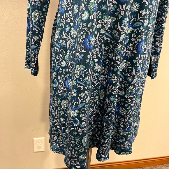 Lands' End long‎ sleeve Floral Blue stretchy casual Dress size small - Picture 4 of 12